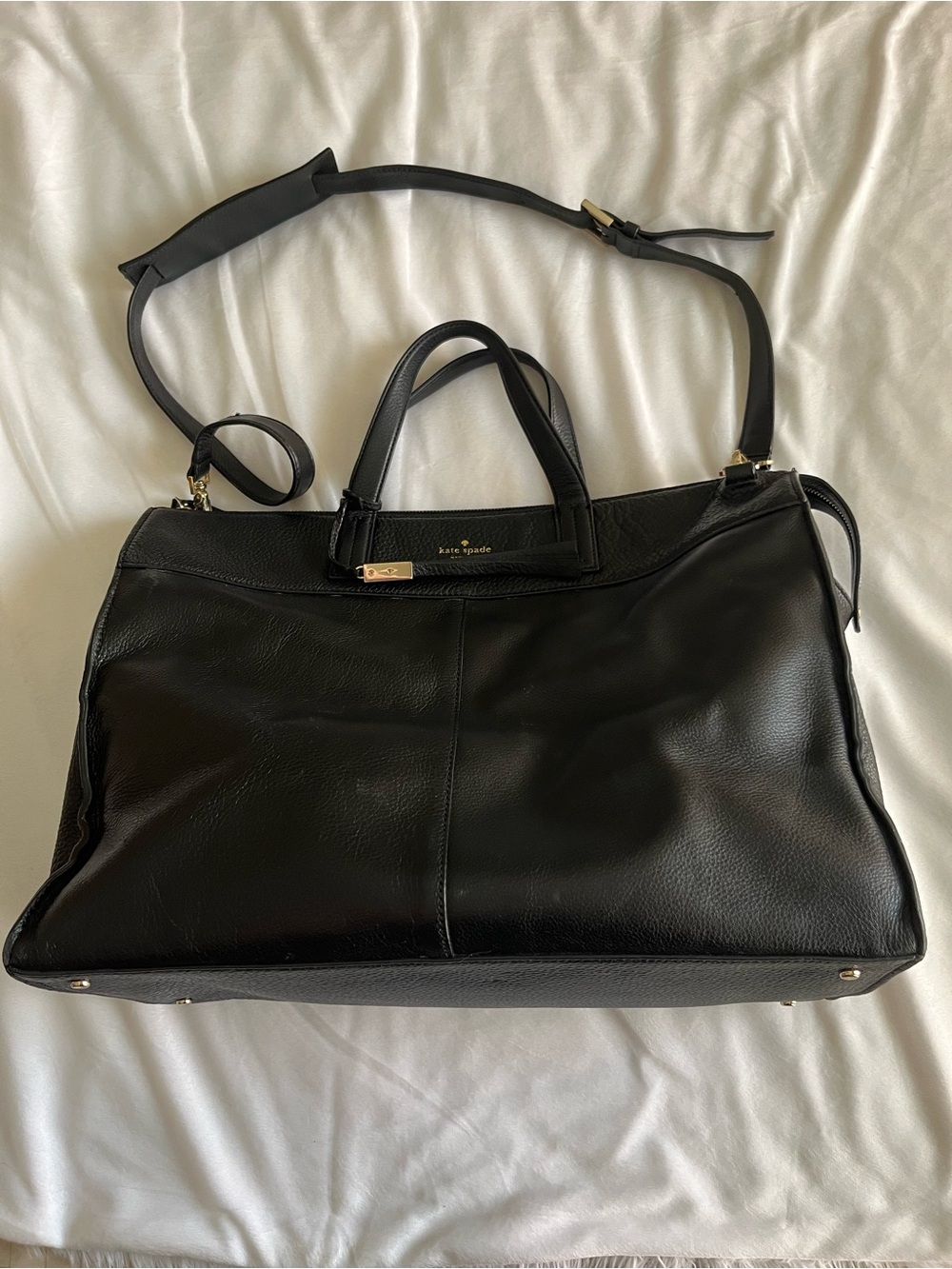 kate spade Black Leather Duffel with Strap